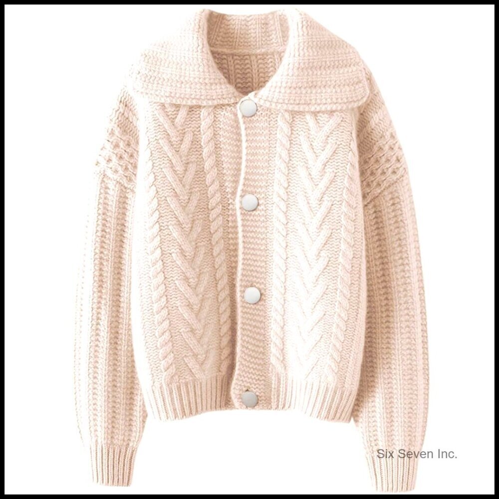 Chunky Knit Cardigan Lapel Collar Oversized Coatigan Sweater Jacket Winter - Picture 1 of 6